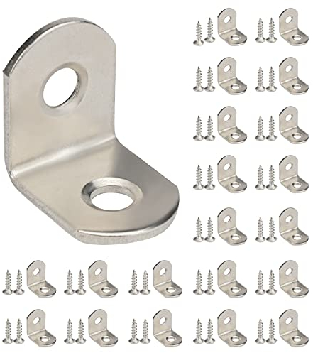 20 piezas Escuadras Metalicas, Angulos Metalicos, Escuadras Acero Inoxidable, Soporte de Esquina,Escuadras para Estanterias, 20x20mm, con 40 Tornillos, para Silla Mueble, Mesas de Madera