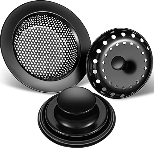 Mudder 3 Tapones para Fregadero de Cocina, tapón de eliminación de Basura, de Acero Inoxidable, Universal, antiobstrucción, Filtro de Fregadero de Cocina, colador de Cesta de tamiz, Borde Ancho para