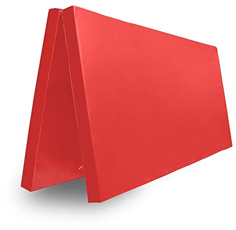 Grevinga Klappbare Turnmatte RG 35 – 200 x 200 x 6 cm - ROT - Made in Germany - Faltbare Gymnastikmatte für Fitness, Sport und Gymnastik, Rutschfest und Platzsparend, Weichbodenmatte, XXL