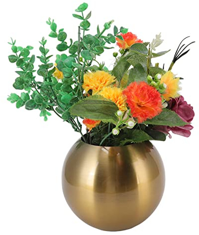 Kugelvase, Moderne Kleine Vase Aus Edelstahl, Helle Oberfläche, Robust und Rostbeständig, 5,5 Zoll Dekorative Blumenvase für Küche, Tisch, Zuhause, Büro,Hochzeit, Mutterstag Geschenk(Antikes Gold)