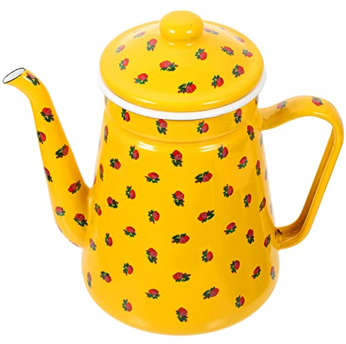 Veemoon Bollitore Smaltato Per Tè Al Latte Teiera Spessa e Vintage Teiera Da Cucina Multiuso Adatto Fornelli a Induzione Elettrici e a Gas