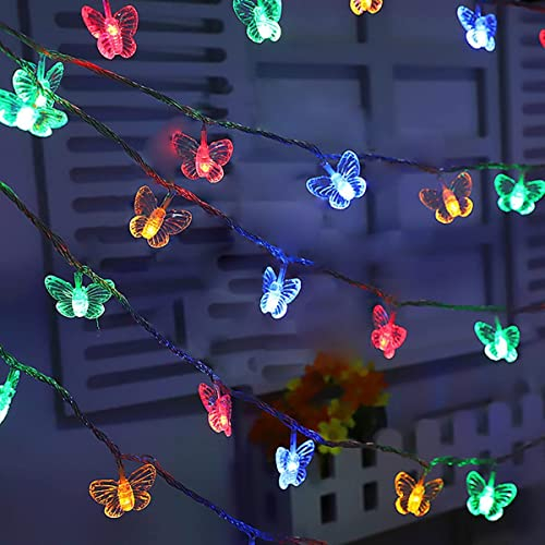 AMZSTAR Dragonfly String Lights 10 feet 20 LED Retro Style Copper Wire Butterfly Fairy Lights, Battery-Powered Christmas Tree Garden Wedding Party Holiday Decoration and Summer Lighting (Butterfly-2)
