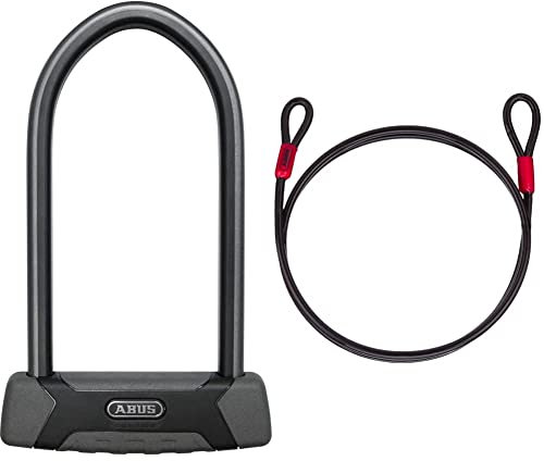 ABUS U-Lock Granit XPlus 540, Bike Lock with XPlus Cylinder, High Protection Against Theft, ABUS Security Level 15, Black/Grey & 25719 Cobra 12/120 Cobra Loop Cable, Black