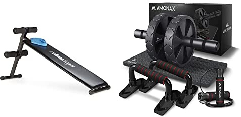 Relaxdays Sit Up Bank klappbar, 5-Fach verstellbar, Bauchtrainer Bank, gepolsterte Beinfixierung, Trainingsbank, schwarz