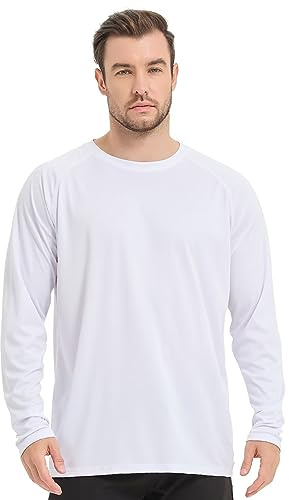 Sillictor Mens UV Rash Guard Vest UPF 50+ Quick Dry Long Sleeve T Shirts Sun Protection Swimming Hiking Shirts Polyester Running Tops,Cool Sweat Wicking Breathable