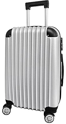Panana 28 Modern Design Hard Shell Cabin ABS Suitcase 4 Wheel Luggage Trolley Case Lightweight (Style2-Silver, 28 Large)
