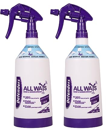 Defenders All Ways Home and Garden Sprayer Bottle – 1L, Multi-Use - Indoor Plants, Cleaning, Outdoor, Garden, Fertilisers, Pesticides & Weed Killers - Twinpack