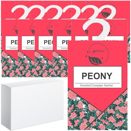 14pcs Profumatori Armadio e Cassetti, Profuma Armadio Vestiti, Profumatore Auto, Profumo Aromi Sacchetti Lavanda Profumati per Armadio Cassetti Armadietti, Scarpiera Deodorante Armadio (Peonia)