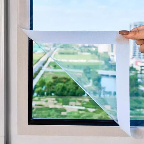 Innen Fenster Isolierung Film,Thermo Cover Fenster-Isolierfolie,Kälteschutzfolie Fenster für Winter,Transparente Isolierte Fensterfolie,Winddichte Isolierfolie für Küche (130x260cm/51x102)