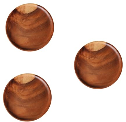 PRETYZOOM 3pezzi Piatto Rotondo Legno Naturale Da Vassoio Per Dessert Snack e Frutta Per Decorazioni Di Casa e Occasioni Speciali Come Natale e Compleanni