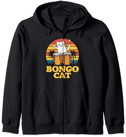 Bongo-Katze im Retro-Look Kapuzenjacke