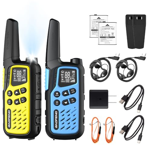 T25 PMR446 Funkgeräte 2er Set, Lizenzfreie Walkie Talkies mit USB-C | 16 Kanäle • 1400 mAh Akku • VOX • Dual Watch • CTCSS/ DCS • Scan • Bis 3 km • Für Camping, Wandern & Arbeit