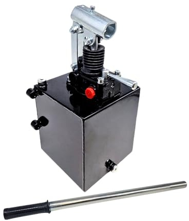 Flowfit Hydraulic Double Acting Handpump 45cc, for Double Acting Cylinder. Assembled with a Tank. 600mm Handlever Included (5 Litre/With Relief Valve)