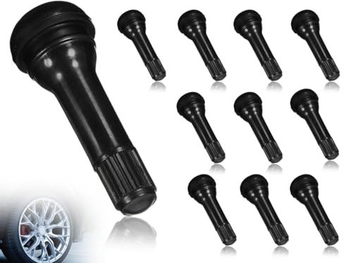 AOYEGIC 10 stycken TR413 gummiventiler, däck, gummiventiler, snap-in däckventil, universell fälgventil, tublös bilventil, bildäck, fälgventiler (svart)
