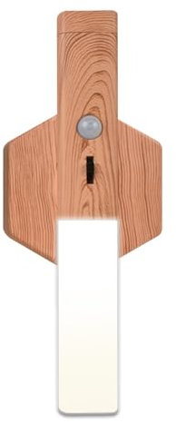 LED Nachtlicht mit Bewegungsmelder, USB Wiederaufladbare Holz LED-Wandleuchte, Magnetisches Körpersensorlicht mit 3 Modi und 2 Helligkeiten für Badezimmer, Schrank, Schlafzimmer, Treppenhaus, Flur