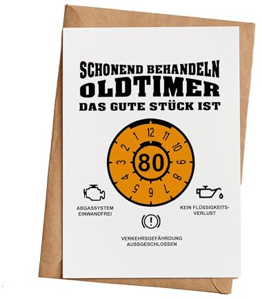 Grußkarte Tüv Das Gute Stück, Glückwunschkarte Grußkarte Karte Billet Geburtstag zum 80 Geburtstag Happy Birthday Mann Frau Klappkarte (KT_064-80)