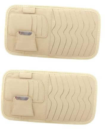 PartyKindom 2St Auto-Sonnenblenden-Clip Autosonnenblende-Organizer Auto Innenraum Aufbewahrungstasche Sonnenbrillenclip für LKW-Visier-Organizer Rechnung falten Notizhalter-Clip Autoclip Beige