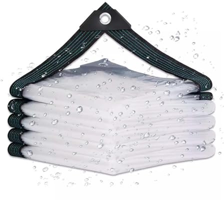 SRHIMEOS Lona Transparente Exterior 3x3, Lonas Impermeables Resistente, 140 G/m² PVC Lona De Protección con Ojales Resistente Al Agua, Toldo Plastico para Balcones Y Terrazas