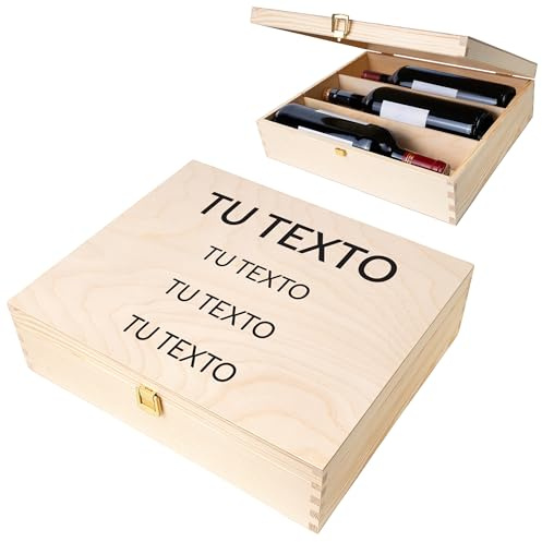 Creative Deco Personalisiert Geschenke Wunschtext Weinkiste Holzkiste | Dein Eigener Text Individuelles Geschenk | Geschenkbox | Für Frauen, Männer und Paar | Weinbox für 3 Flaschen