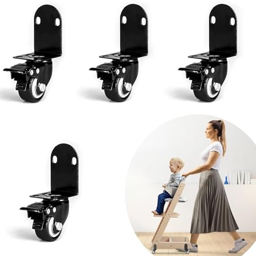 STFALI 4 Rad Zubehör mit Sicherheitsschlössern für Tripp Trapp Hochstuhl, 360° Drehbar Macht den Tripp Trapp Stuhl Mobil Erhöht den Komfort Des Hochstuhls, Machen Sie den Umzug einfach