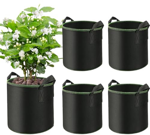Uoimky Sac de Plantation 20L, 5 Pièces Sac de Culture avec Poignées Non tissé Pommes de Terre Sacs à Plantes RéUtilisables Pot Plantation pour Tomates, Fraises, Fleurs