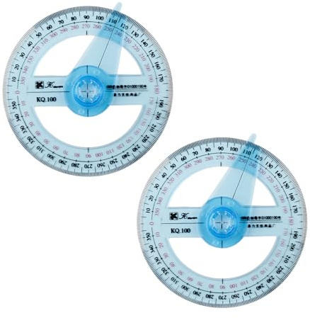 Tabanzhe Rapporteur circulaire à 360 degrés - 2 rapporteurs en plastique - Outil de mesure pour mesurer l'angle, les étudiants, les enfants