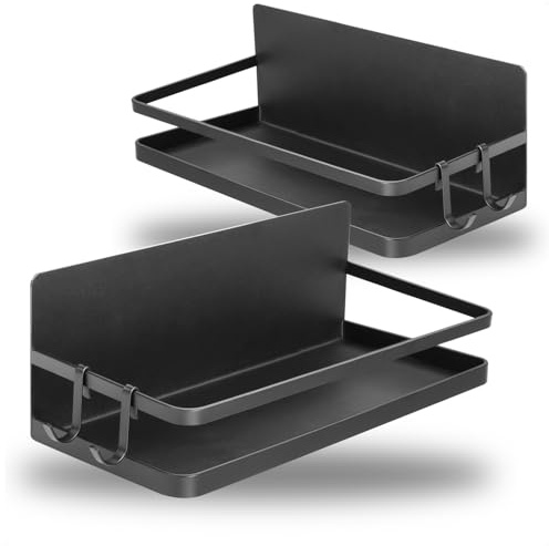 com-four® Ripiano magnetico per frigorifero - Sospeso con 2 ganci ciascuno - Organizer in metallo, capacità di carico fino a 6 kg