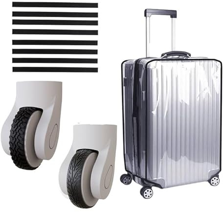 Kioiner Coprivaligia, 28 Pollici Cover Valigia da Viaggio, Custodia Protettiva Trasparente, Coprivaligia in PVC Impermeabile, Viene Fornito con 8 Coperture Protettive per Ruote in 2 Modelli, Nero