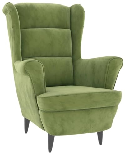 Refined Relaxsessel mit gepolstertem Sitz Armlehnen Fernsehsessel Loungesessel für Wohnzimmer Polstersessel Ruhesessel Sessel Hellgrün Samt