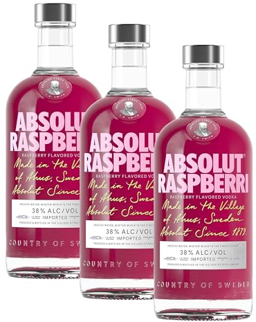 Absolut Raspberri Vodka - 700 ml (Paquete de 3)