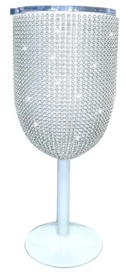 INSTOME 10oz Rhinestone Stainless Steel Wine Glasses Sparkling Double Walled Vacuum Cup