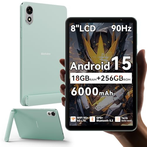 Blackview ZENO 1 8 Inch Tablet with SIM Card Slot, Android 15 Gaming Cellular Tablet with Detachable Stand, 18GB+256GB, 8 Tablets with Dual SIM 4G LTE & 5G WiFi, 90Hz HD Display, Widevine L1, GPS