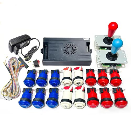 Kit fai da te 9800 in 1 Pandora Saga Box DX Special Plus Kit fai da te Joystick a 8 vie stile americano pulsante arcade console di gioco armadio Bartop (blu e rosso)