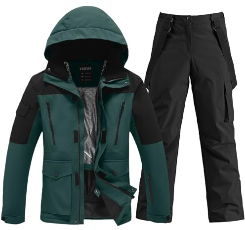 YEEFINE Men's Ski Suit Two Piece Insulated Snowsuits Snow Jacket and Pants Set Waterproof Winter Snowboard Suits Outdoor