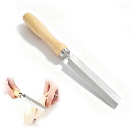 HERCHR Wood Rasp File Wood Flat Rasp Diamond Rhombic Metal File with Wooden Handle Multifunctional Sharpener Keep Pruning Saws Woodworking Garden Tool
