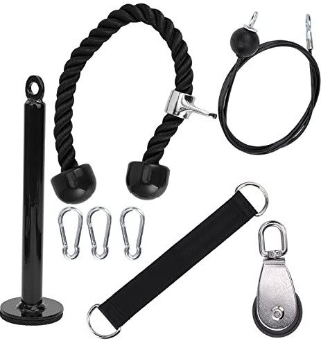 YolieraArt F i t l e e Tragbares Seilzugsystem, 8-teilige DIY-Kabelmaschine mit um 60 Grad drehbarer Seilrolle, Heim-Fitnessgerät für Arm- und Rückentraining