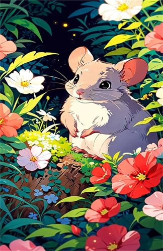 Puzzle 1000 Pieces Fleur Hamster, Jeux éducatif Défi Jouets Puzzles Classiques, Parfaitement Emboîtable Lettres au Dos, pour Vous Faciliter Le Travail pour Hommes Femmes Plus âgés 75 x 50 cm