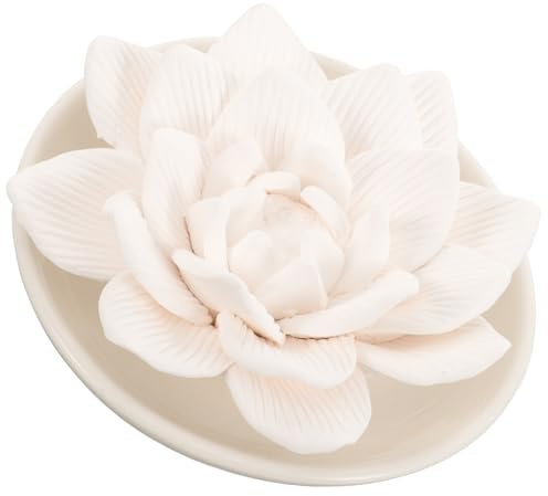 TEHAUX Passive Plaster Essential Oil Diffuser Stone, Small Flower-shaped Aromatherapy Passive Diffuser for Car and Home Fragrance, White Butterfly and White Floral Design Without Oil