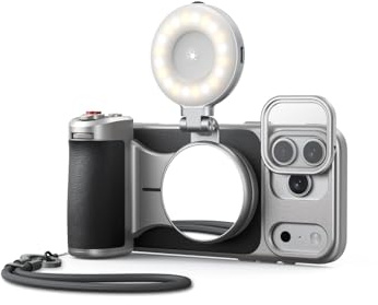 【for iPhone 17 Pro Only】TELESIN Master Grip Kit, Magnetic Phone Camera Grip with C03 Selfie Light+ UV Filter+ Black Mist 1/4 Filter + Graphene Case, Creator Combo Built Wireless Charging, Handle Grip