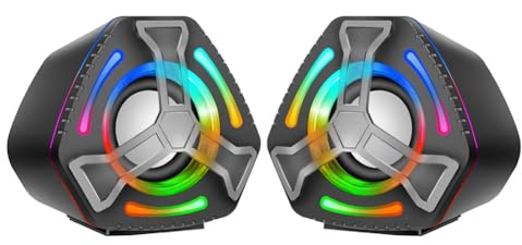 Buhdjfnke Altoparlante per Computer con USB Altoparlante Multimediale per Computer Subwoofer con Effetto di Illuminazione Colorata RGB Altoparlante da Gioco per Desktop