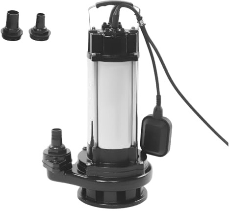 Pompa per acque reflue, 2200 W, 26000 l/h, pompa sommersa per acque reflue, pompa sommersa con interruttore galleggiante, in acciaio inossidabile, prevalenza 25 m, pompa per liquami con maniglia