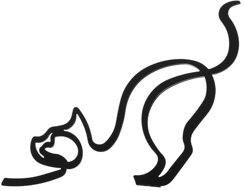 FRCOLOR Wanddeko Katze aus Eisen Abstrakte Haustierdekoration in Schwarz Minimalistisches Dekoobjekt für Wohnzimmer und Büroregal