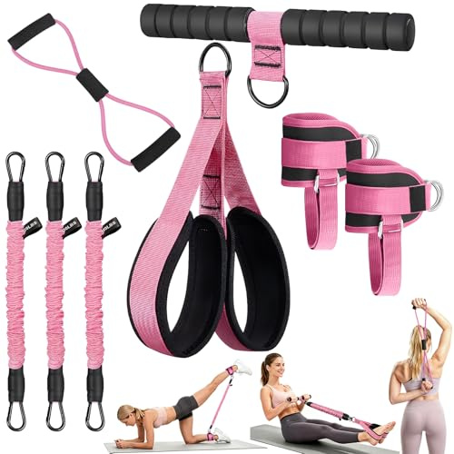 Élastique Musculation, Bande de Resistance Elastique Sport Maison Fitness | Bande de Resistance avec Pedale, Sangle Cheville Musculation Poulie,Figure 8 Resistance Band,Sit-up Corde de Tension
