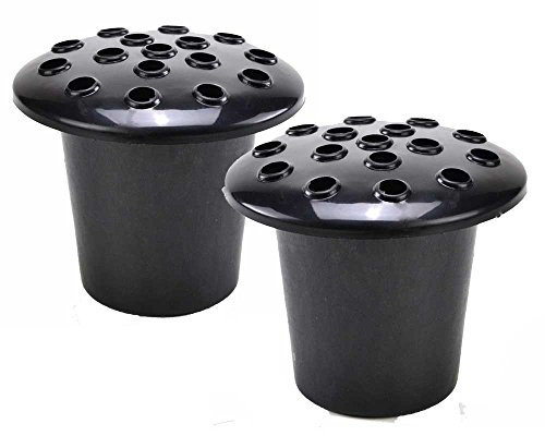 Angraves Set of 2 Black Memorial Grave Vases And Lids Black For Fresh and Artificial Flowers Pot Holder Plastic Cemetery Flower Containers for Headstones Weatherproof Memorial Vase Liners (13 x 11cm)