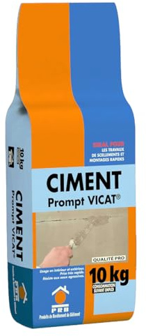 Ciment Prompt Naturel Vicat 10kg - Prise Ultra-Rapide, Haute Résistance Initiale - Idéal pour Réparations Express, Maçonnerie, Travaux de Construction et Rénovation - Séchage en Quelques Minutes