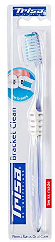 TRISA Bracket Clean, Handzahnbürste für Personen mit Zahnspangen, für die beste Reinigung der Zähne und Spange, Weiss/Transparent
