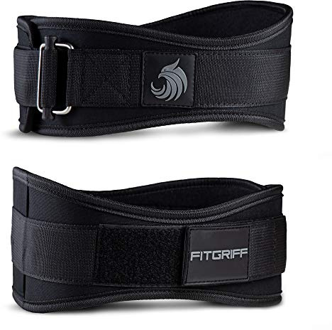 Fitgriff® Tyngdlyftbälte V2 för män och kvinnor – tyngdlyftbälte för gym, bodybuilding, vikt- och crossfitträning – träning ryggstöd Helsvart 97cm - 107cm Circumference (X-Large)