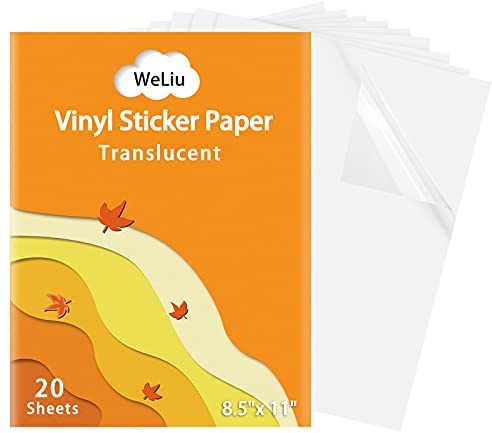 Bedruckbares Vinyl-Aufkleberpapier für Ihren Tintenstrahldrucker, 21,6 x 27,9 cm, 20 Blatt, durchscheinend, wasserfest, wasserfest, trocknet schnell und hält Tinte schön