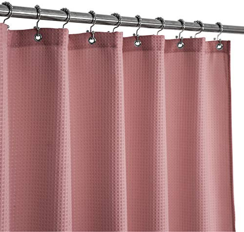 Barossa Design Duschgardin i präglat tyg för hotell, lyxigt spa, 230 g/m² slitstarkt tyg, vattenavvisande, 180 x 183 cm, blek mallow | 230GSM tungvikt, hotellspa lyx, tyg pique-mönster, vattenavvisande, tvättbar