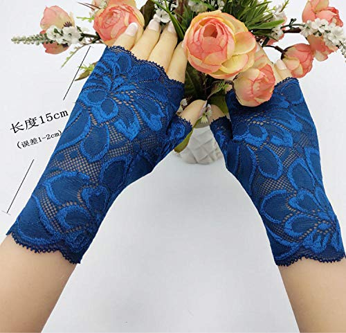 SHOUtao Handschuhe, Spitzen-Handschuhe, dünn, fingerlos, Braut-Handschuhe, rutschfest, quadratisch, Tanzhandschuhe Einheitsgröße blau - peacock blue